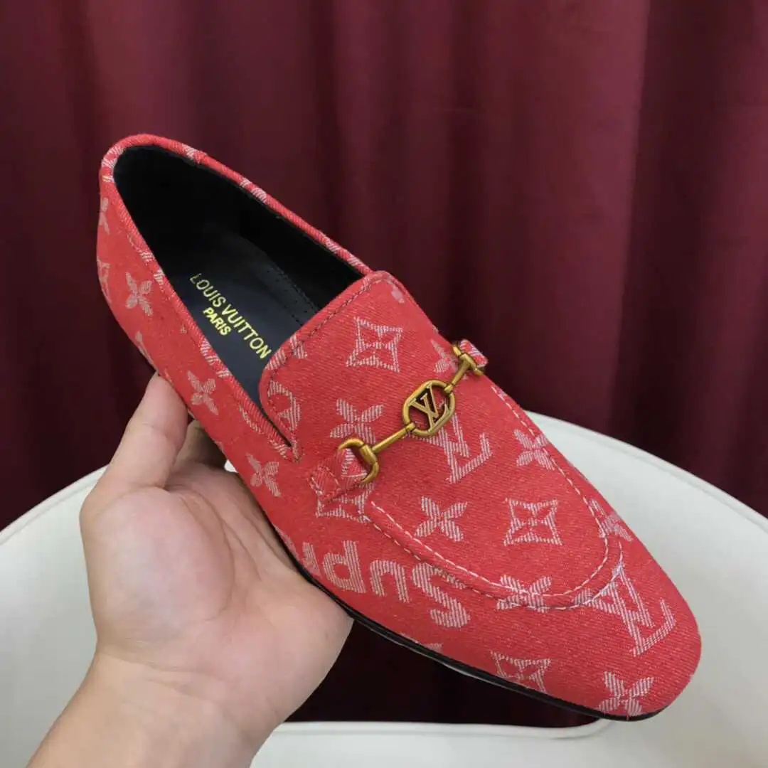 Classic Red Suede Letter Slip On Loafers