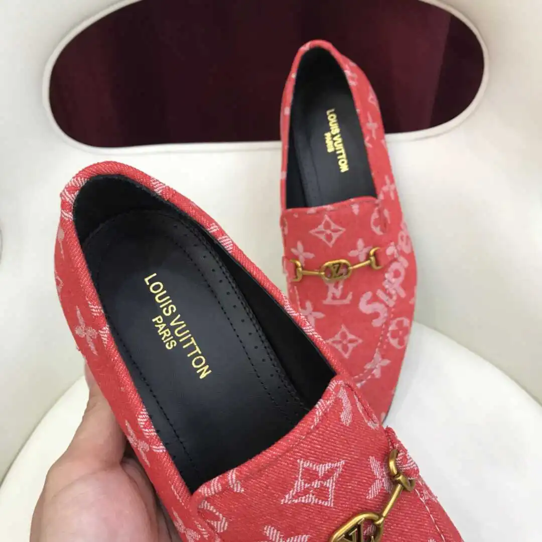 Classic Red Suede Letter Slip On Loafers