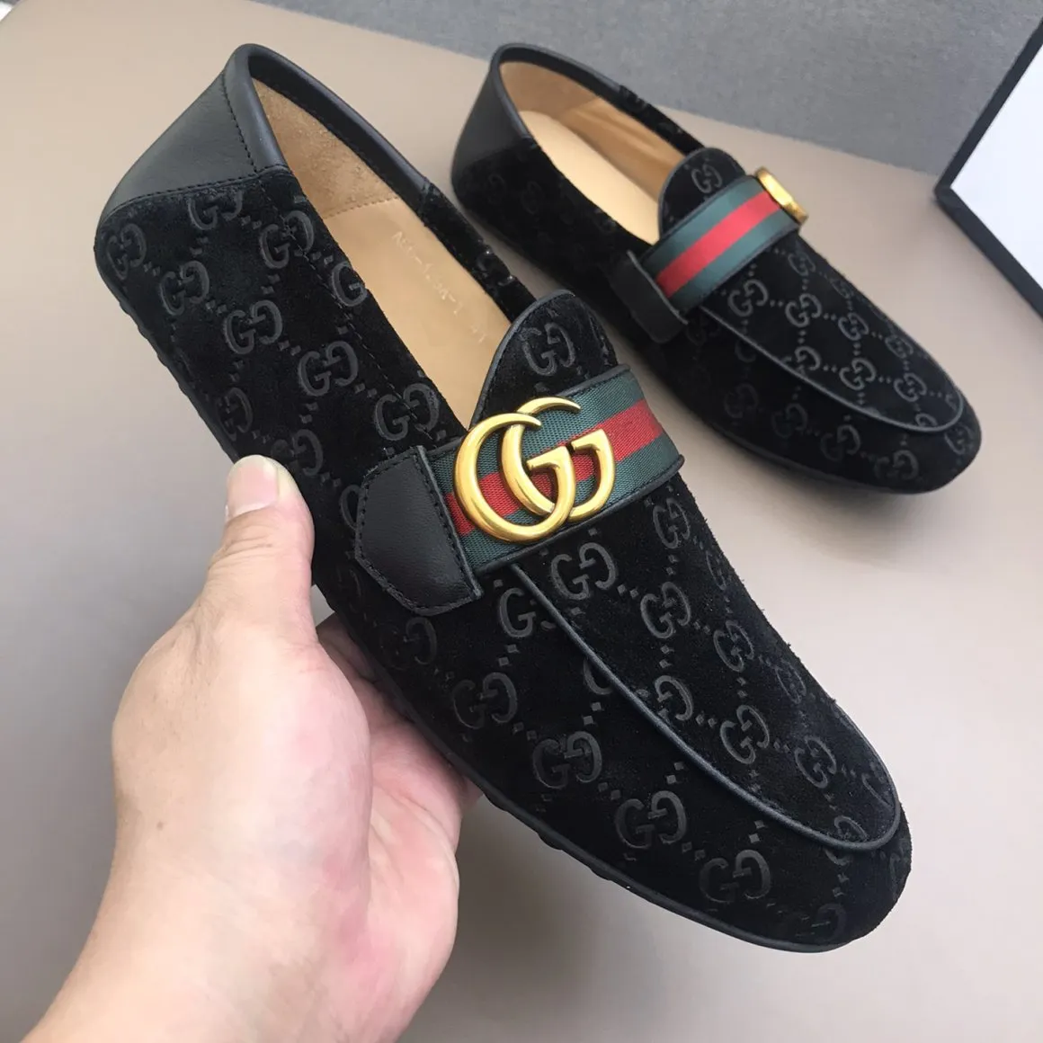 Men's luxury suede pattern loafers