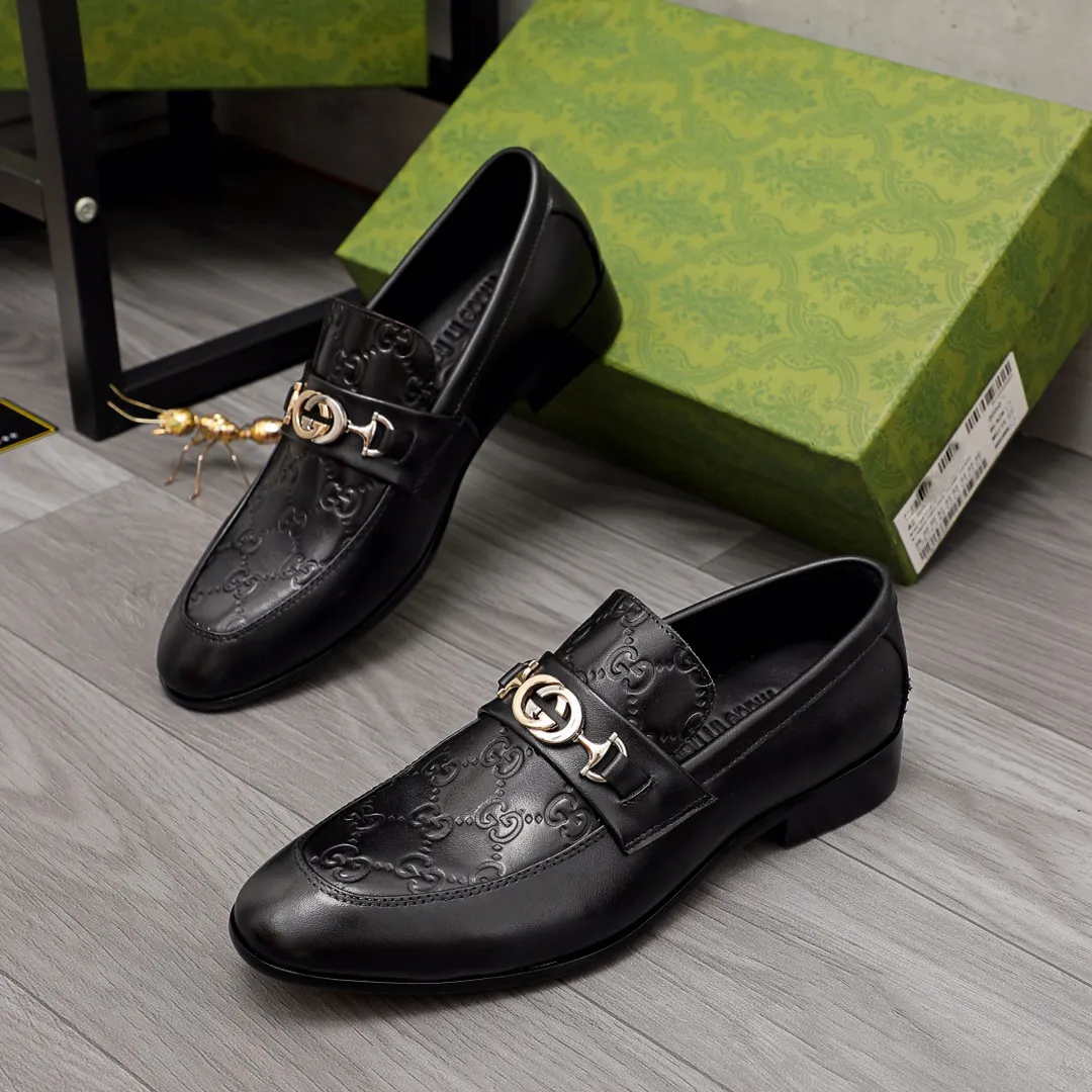 Black casual handmade men's formal fashion loafers