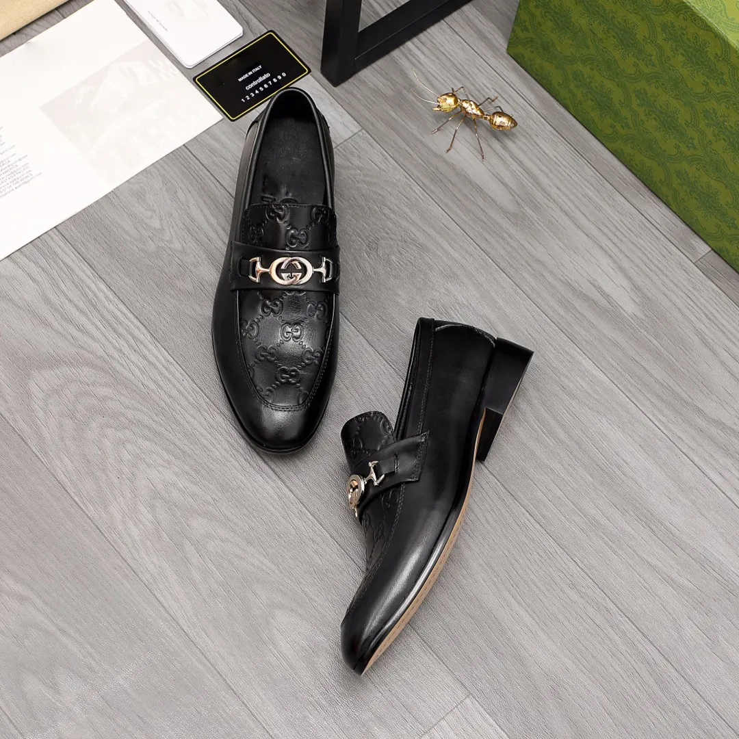 Black casual handmade men's formal fashion loafers