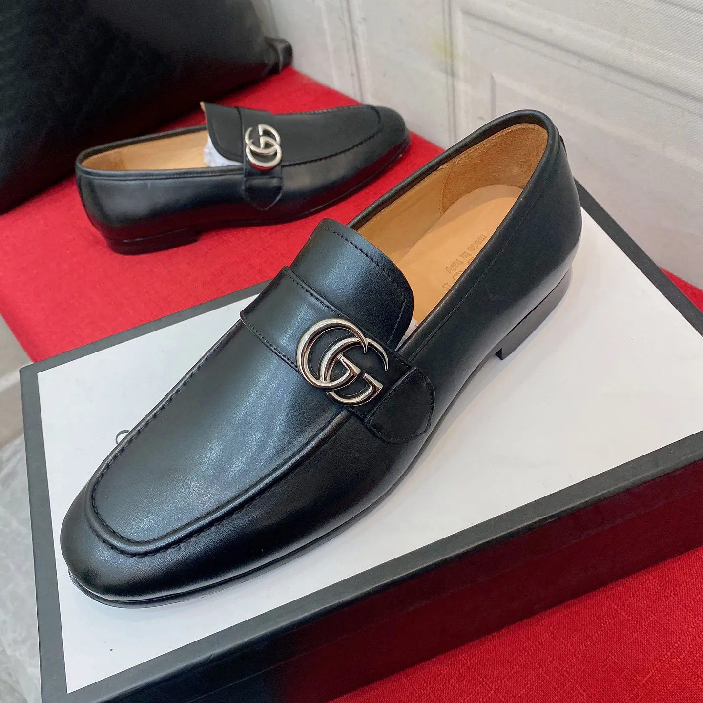 Classic design brand double G formal dress slip on shoes