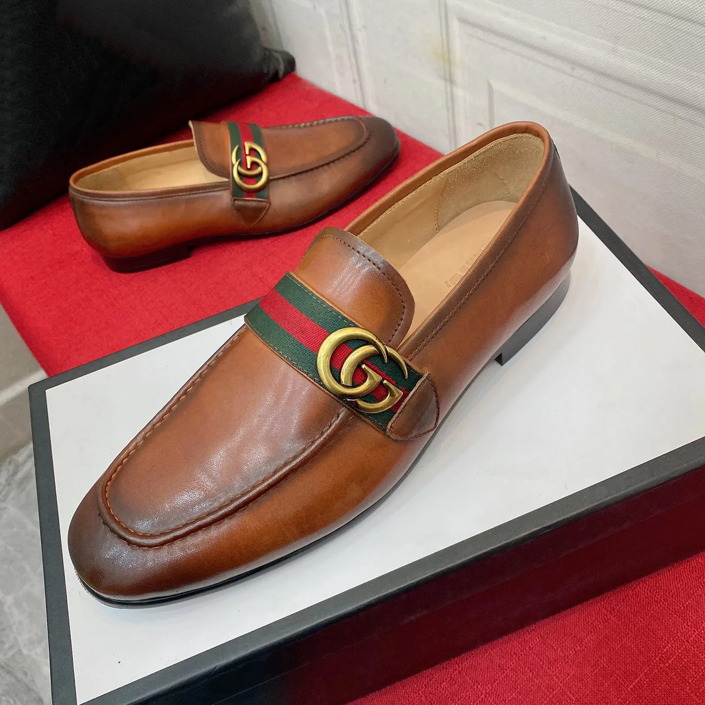 Classic design brand G&sripes formal dress slip on shoes