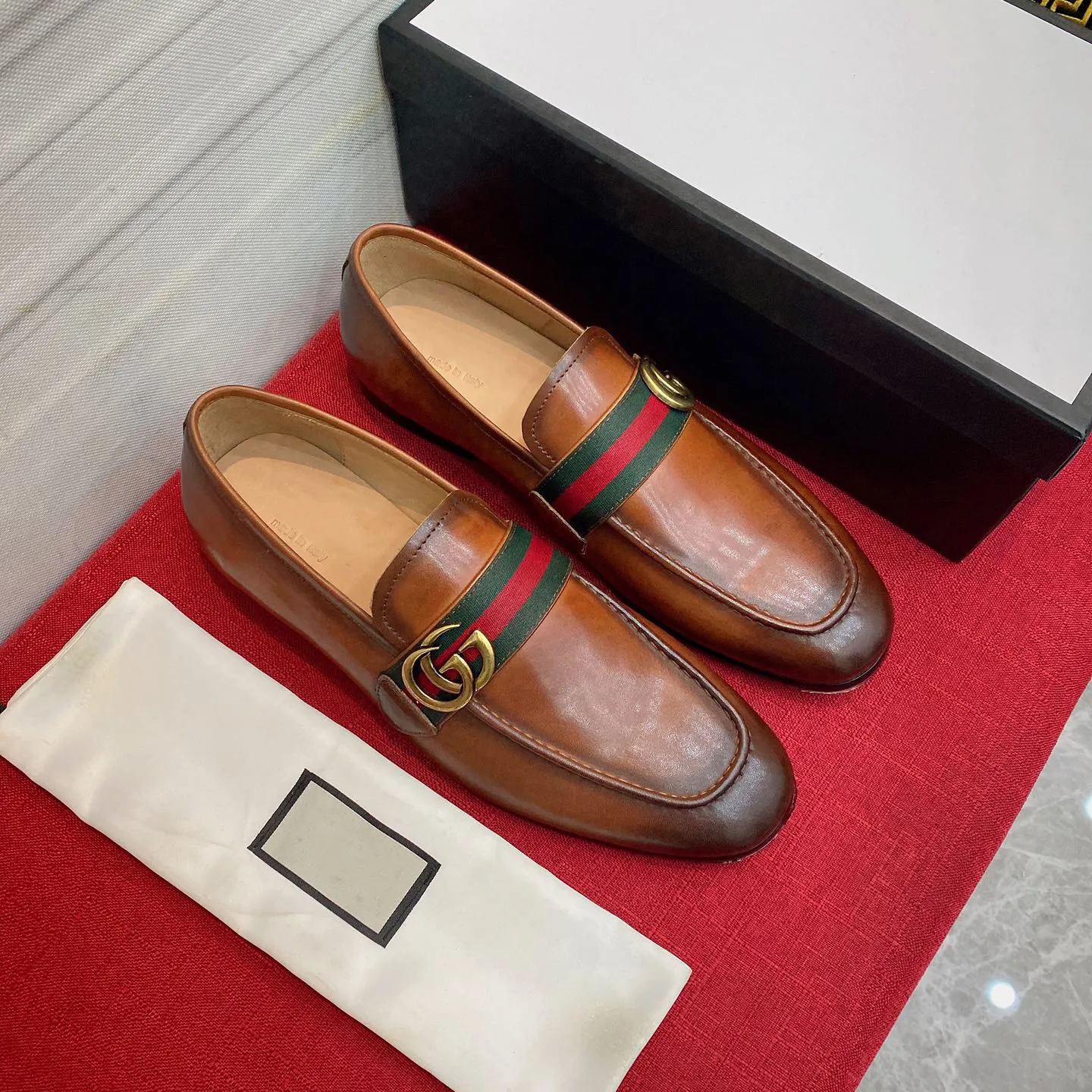 Classic design brand G&sripes formal dress slip on shoes