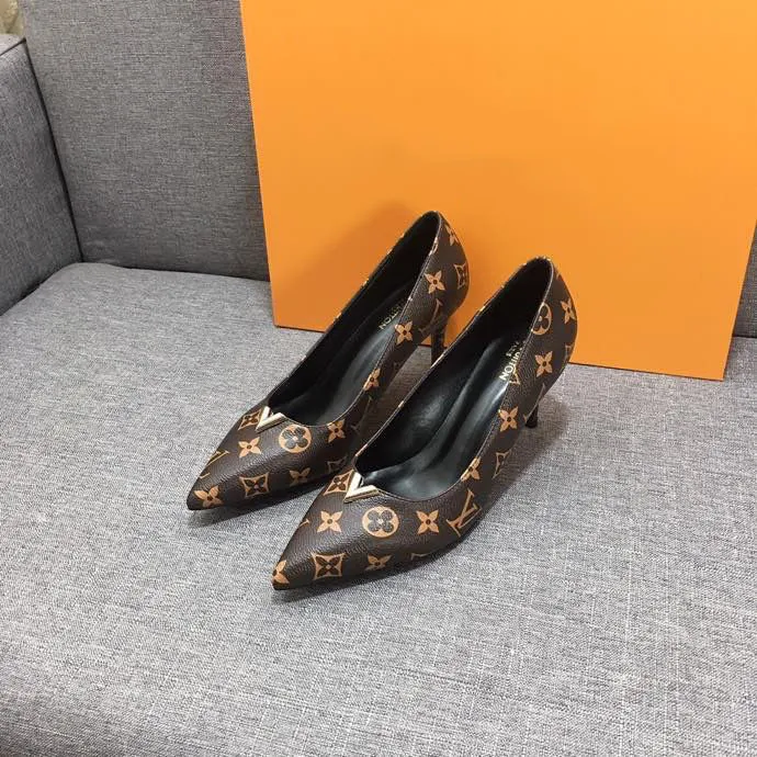 Ladies Fashion Luxury Classic Brown High Heels