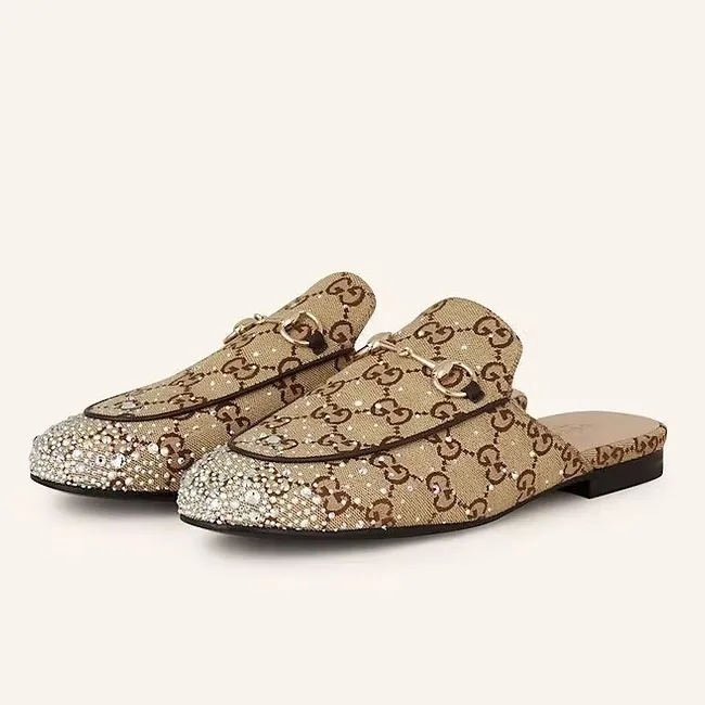 25 Ladies New Style Sparkling Diamond Metal Buckle Slip-On Mules