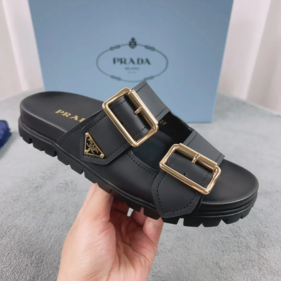 25 New Triangle Buckle BK Series Large Metal Buckle Sandals