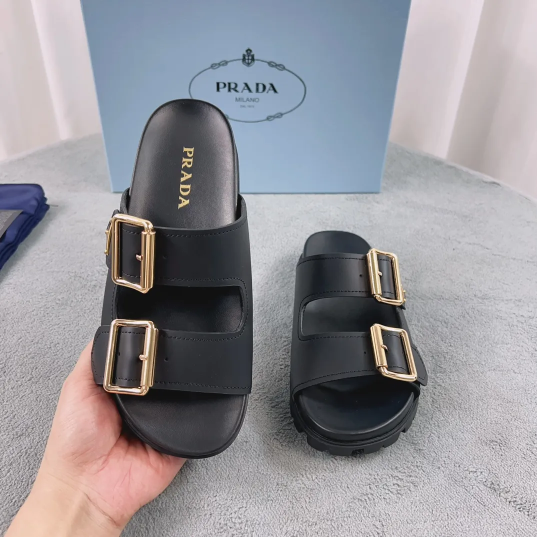 25 New Triangle Buckle BK Series Large Metal Buckle Sandals