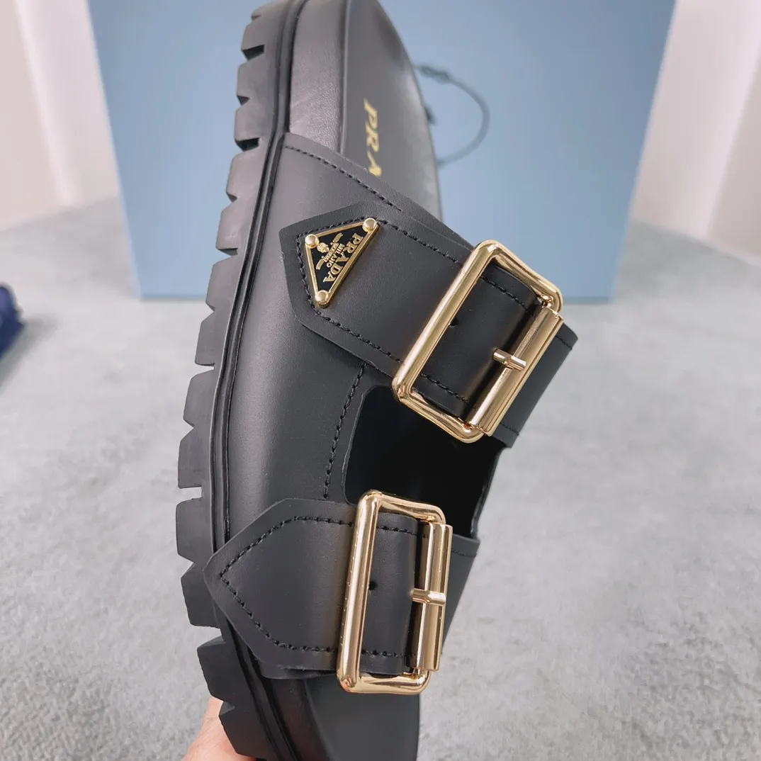 25 New Triangle Buckle BK Series Large Metal Buckle Sandals