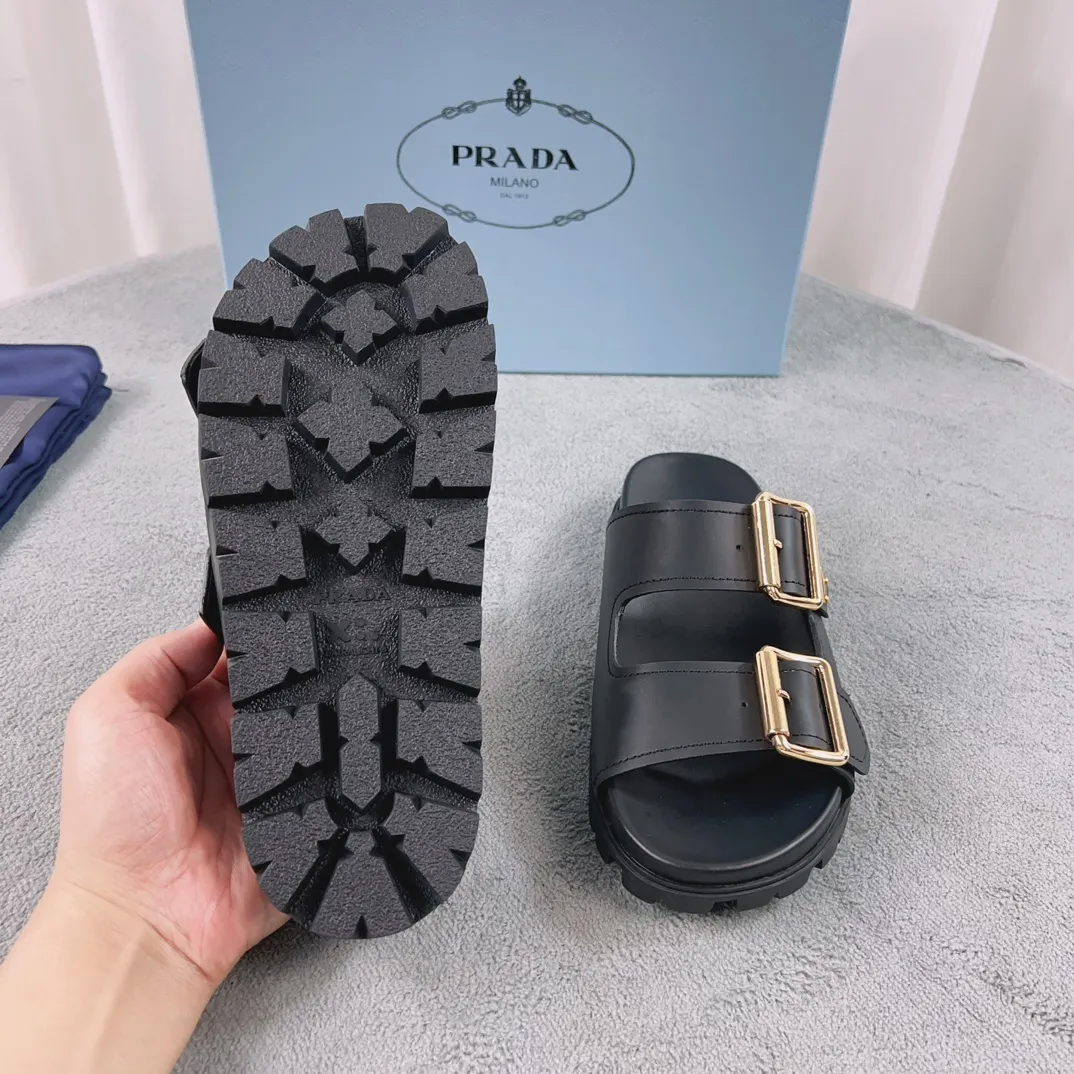 25 New Triangle Buckle BK Series Large Metal Buckle Sandals