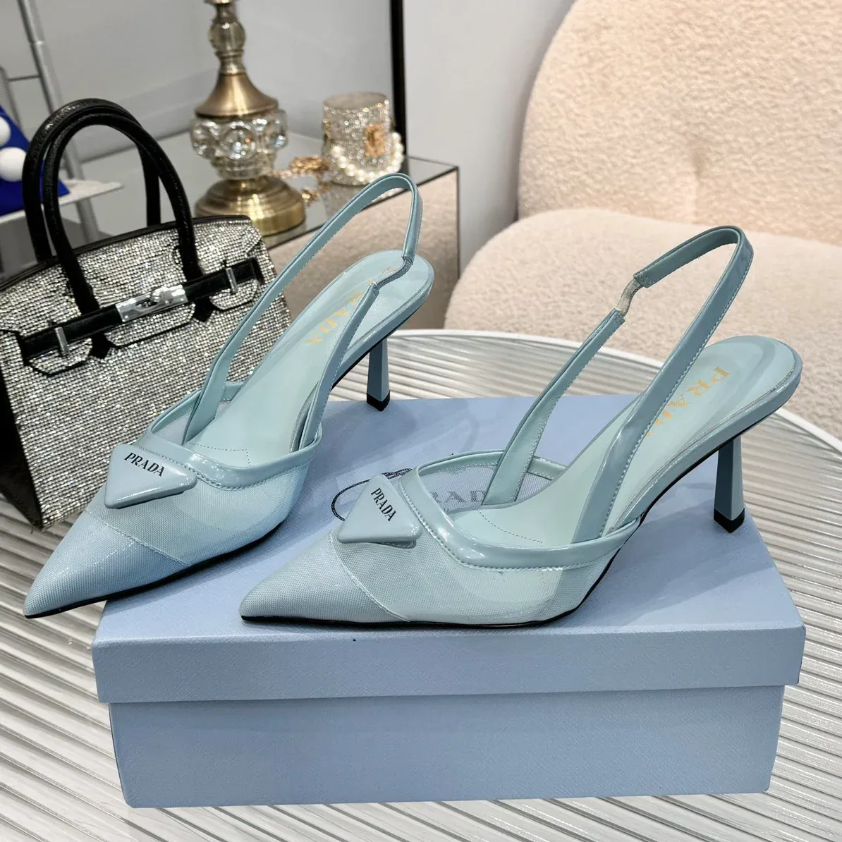 New pointy toe mesh fashion high heel sandals