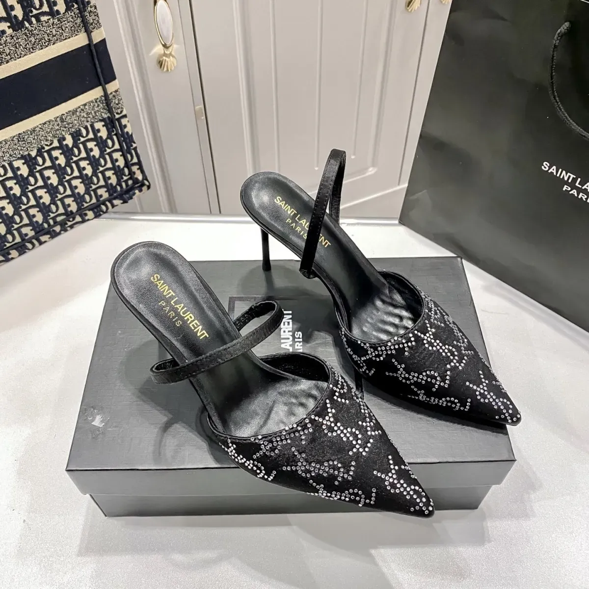 New high heels mesh pointed sandals