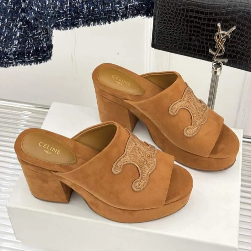 Platform Suede Rockstud Mule Sandal Heels