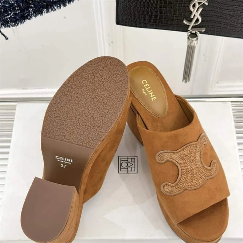 Platform Suede Rockstud Mule Sandal Heels