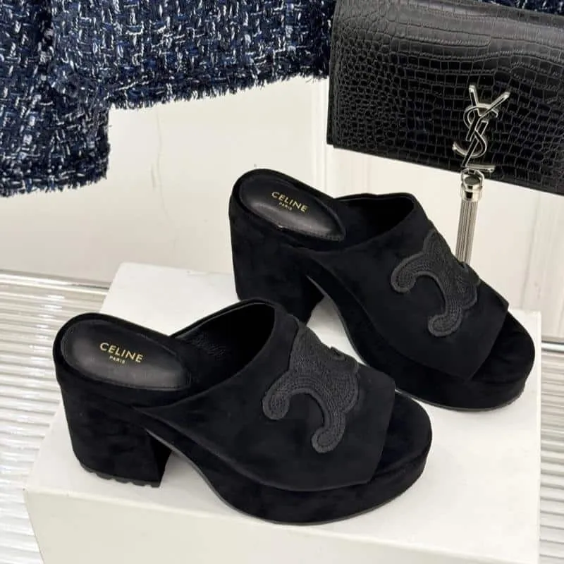 Platform Suede Rockstud Mule Sandal Heels