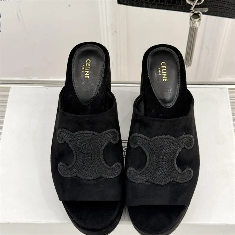 Platform Suede Rockstud Mule Sandal Heels