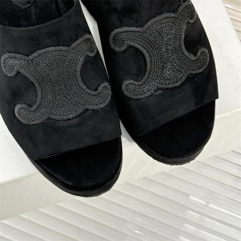 Platform Suede Rockstud Mule Sandal Heels