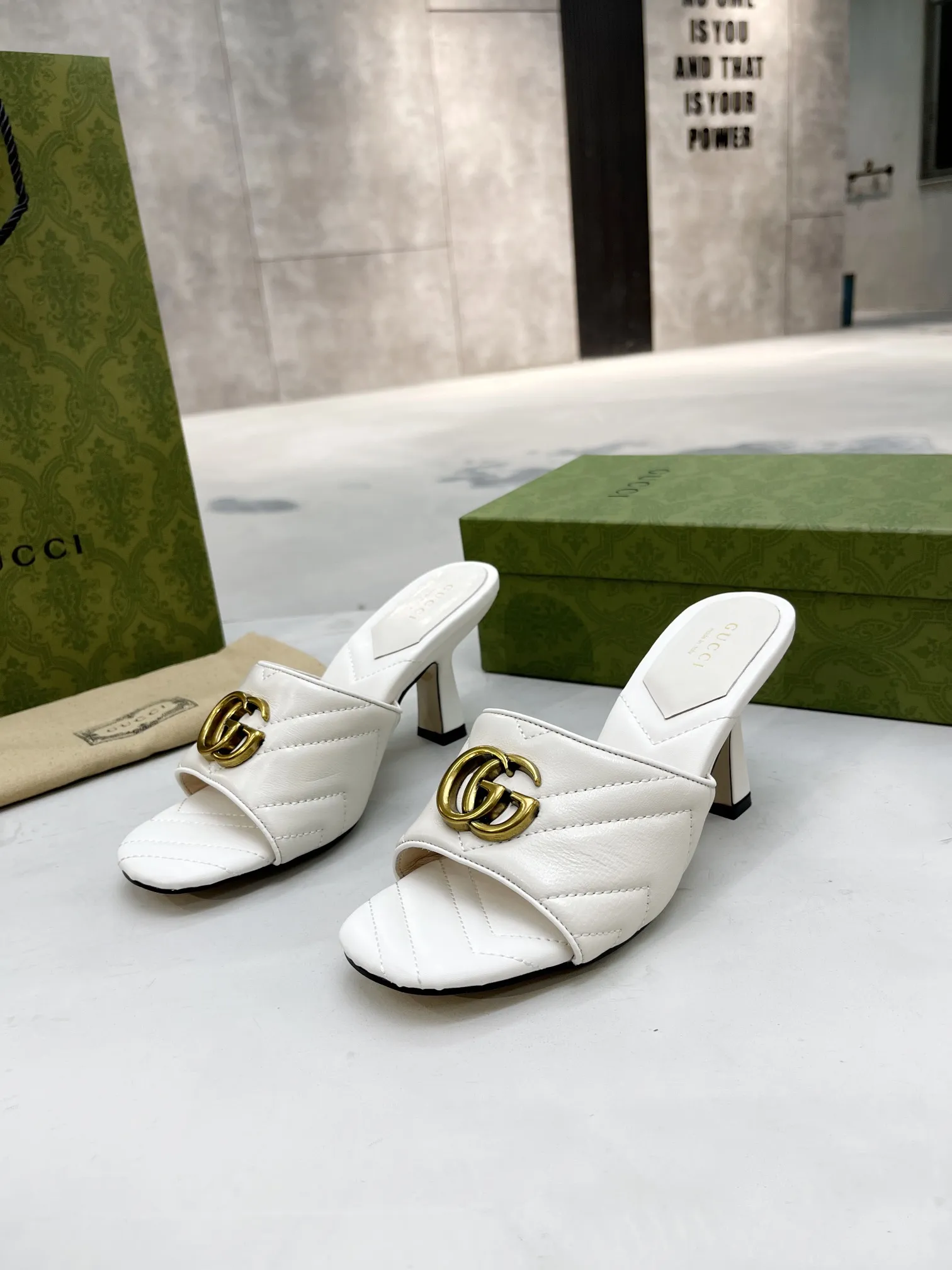 Double Slide Sandal Chevron Matelasse