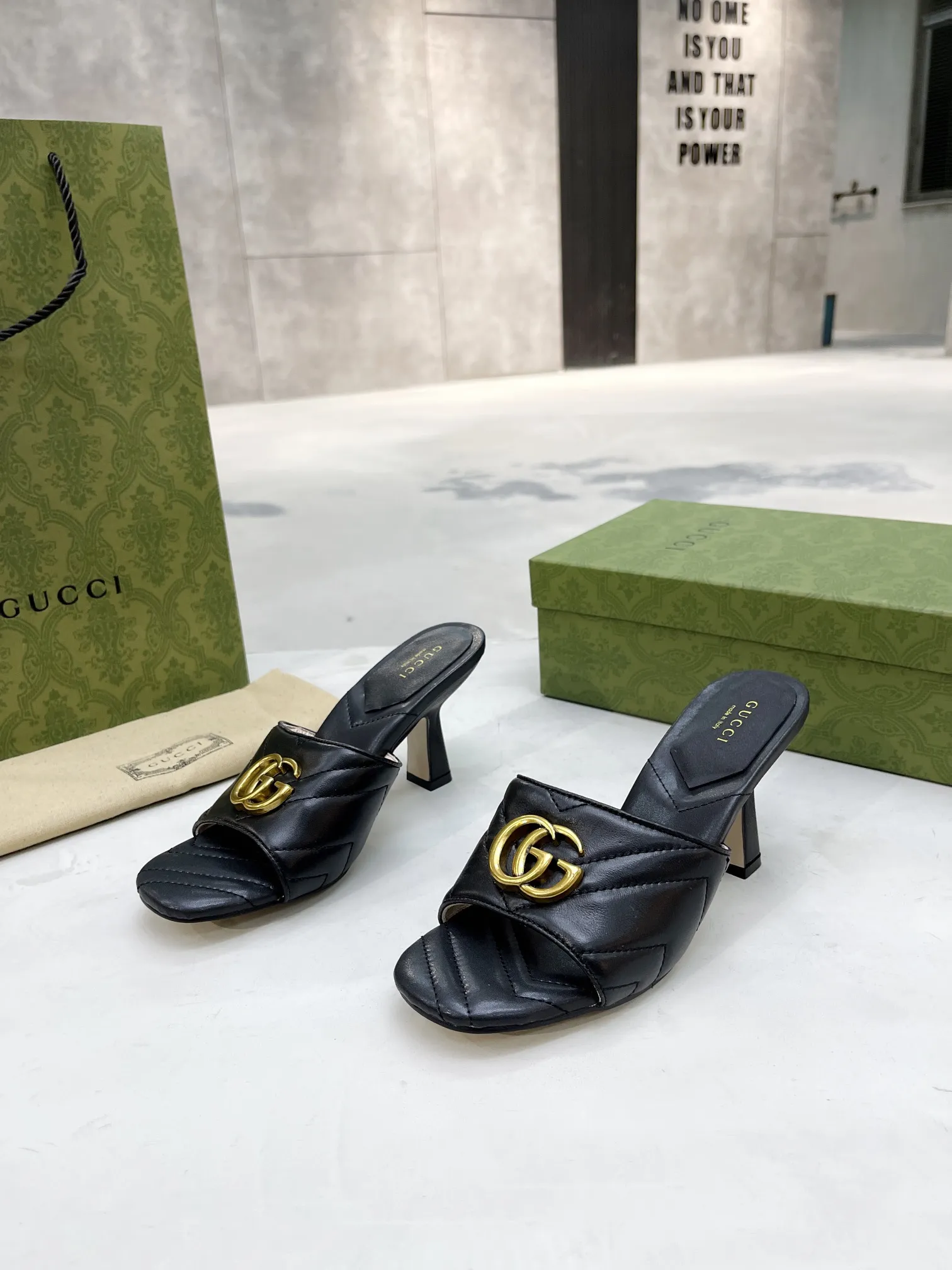 Double Slide Sandal Chevron Matelasse