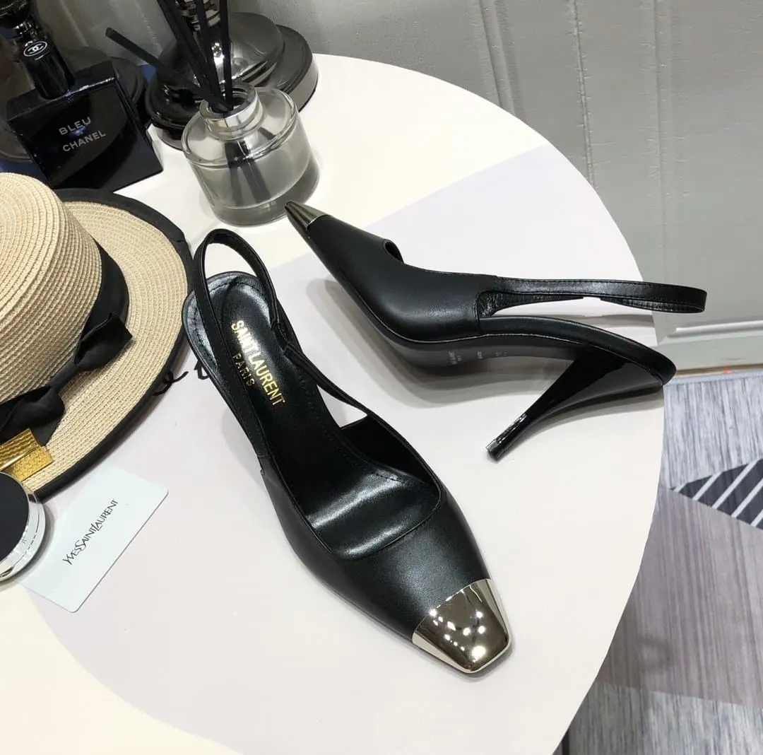 Womens Silk Slingback Pumps Black For Women