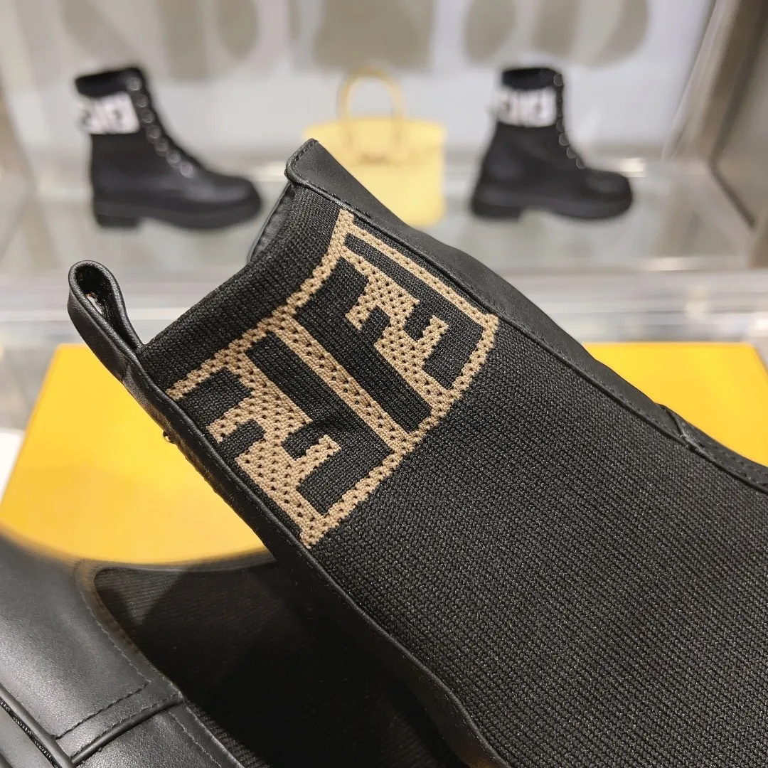 Thick Sole Woven Patchwork Fashionable Martin Boots