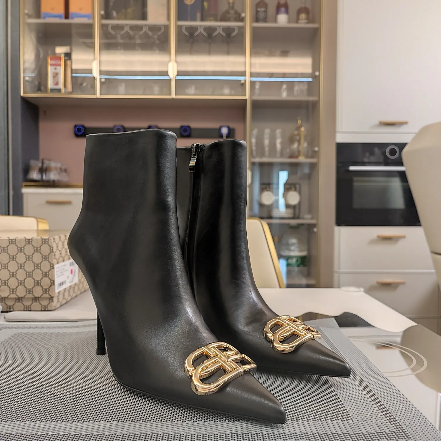 Vintage Metal BB Logo High Heel Boots