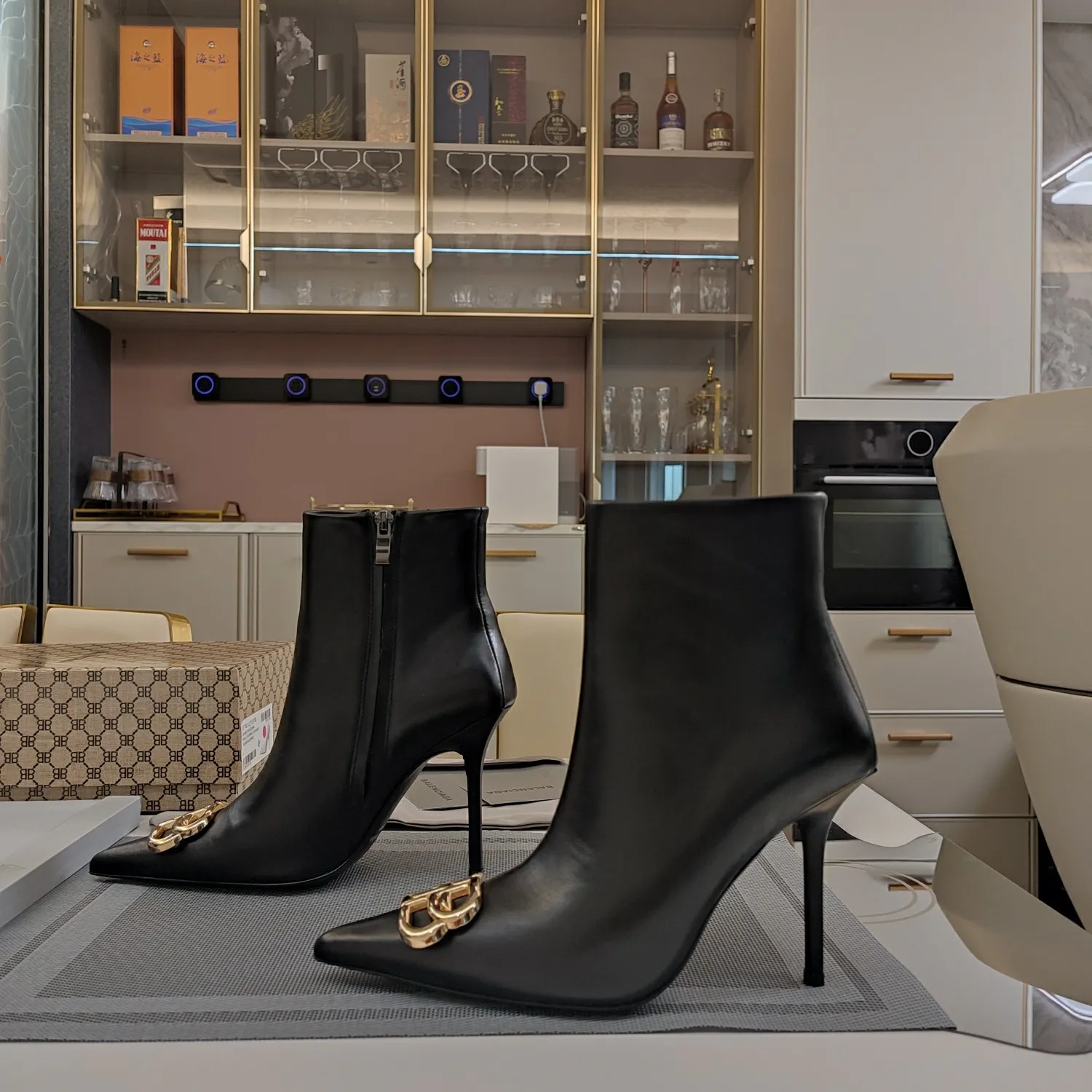 Vintage Metal BB Logo High Heel Boots