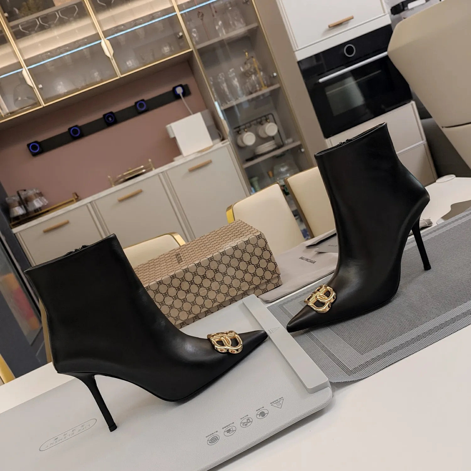 Vintage Metal BB Logo High Heel Boots