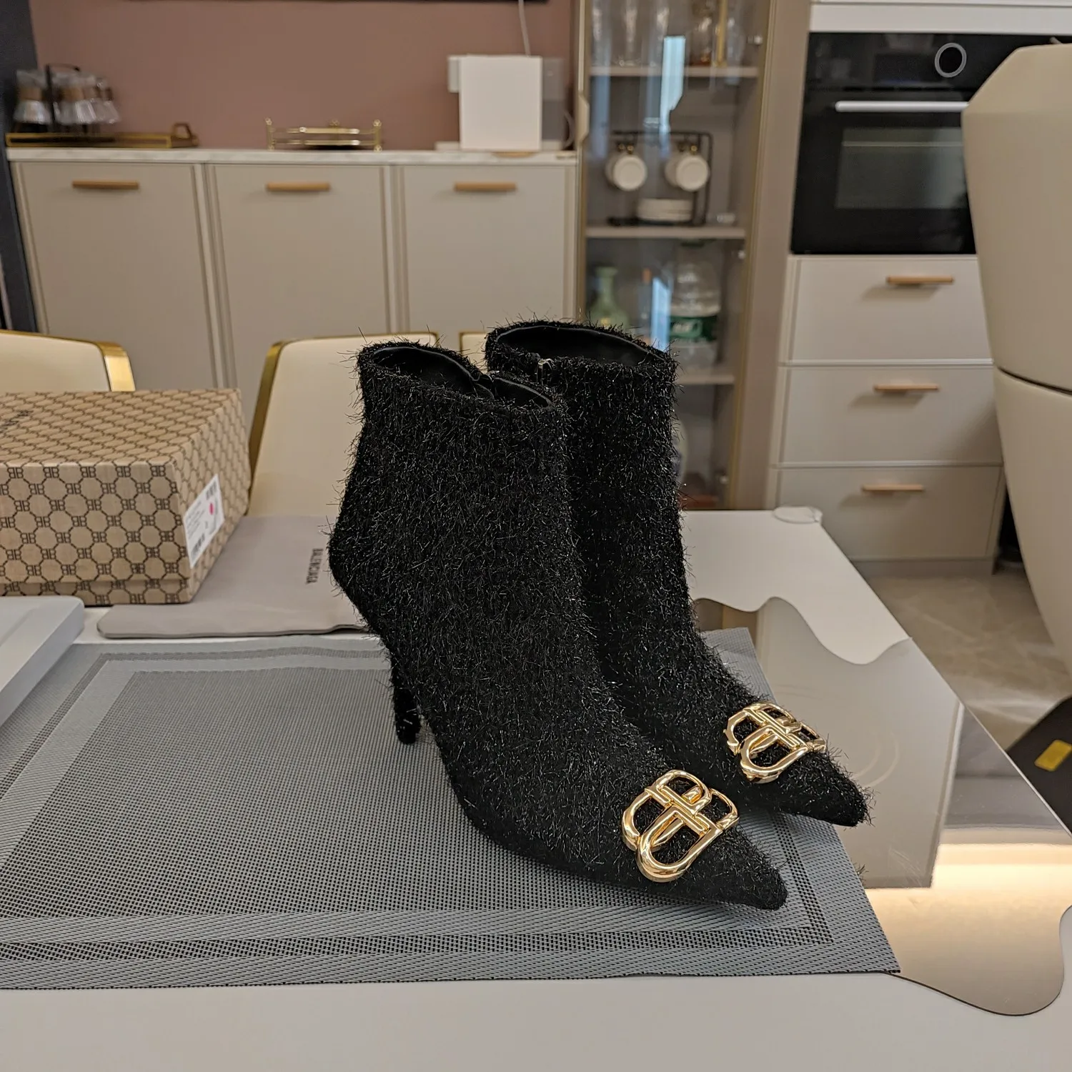 Vintage Metal BB Logo High Heel Boots