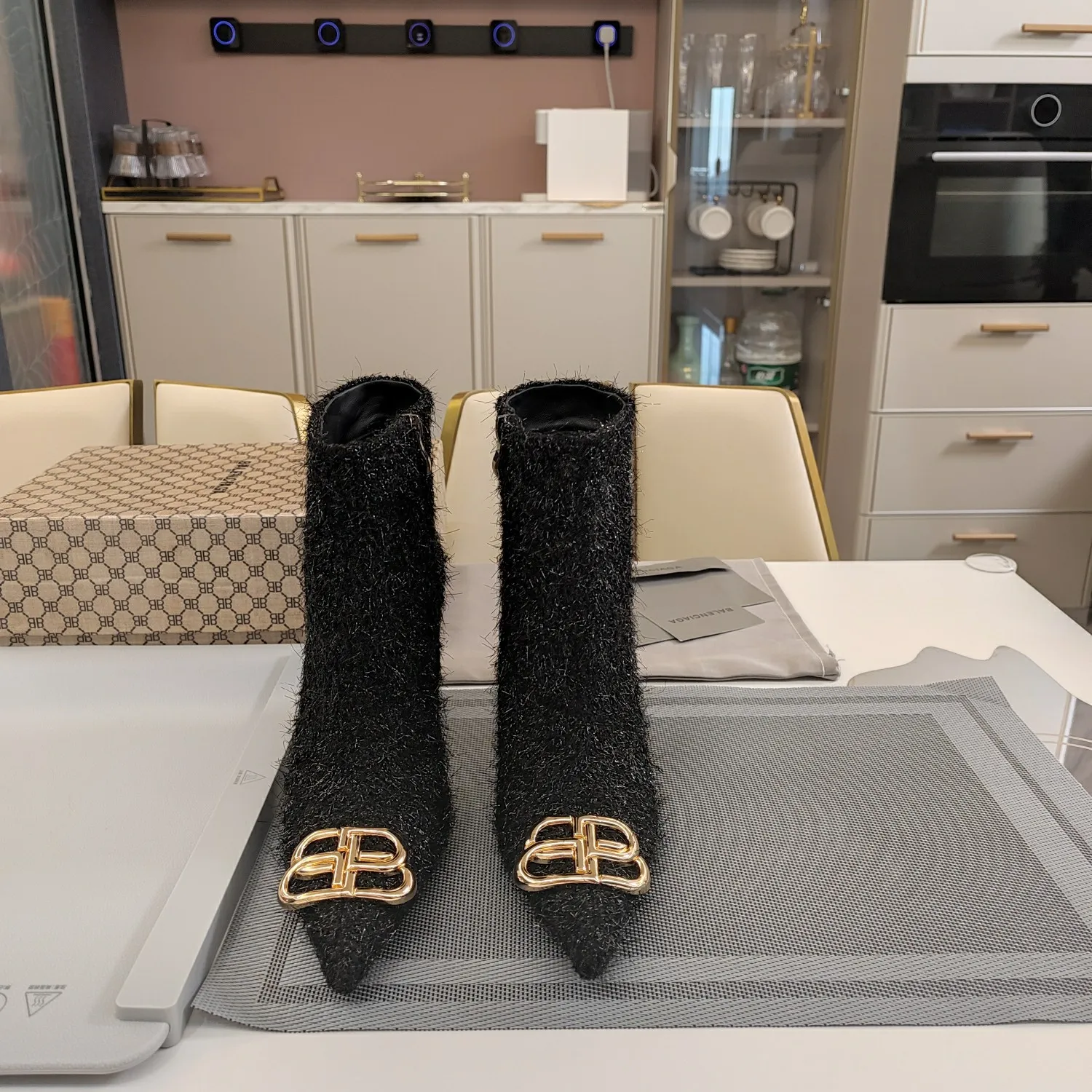 Vintage Metal BB Logo High Heel Boots