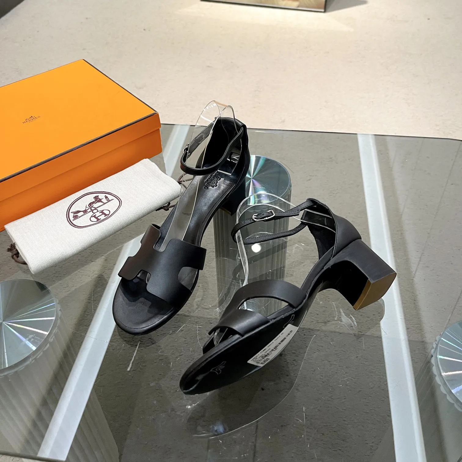 Fashionable round toe 5cm high heel sandals