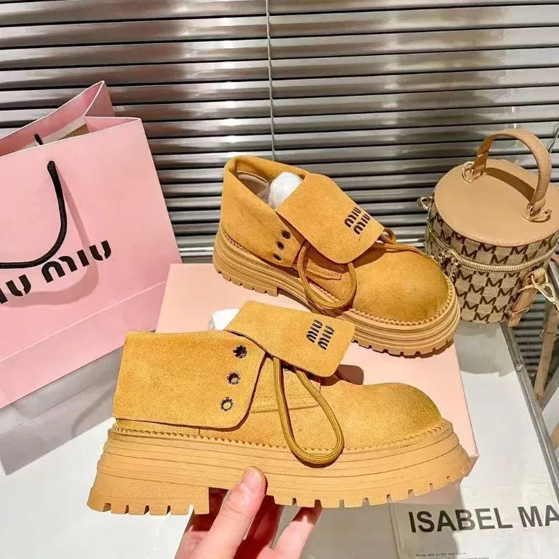 frosted genuine leather Martin boots