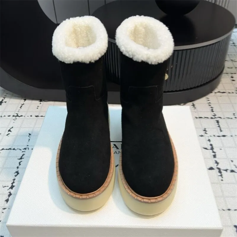 Women Suede Shearling Boot