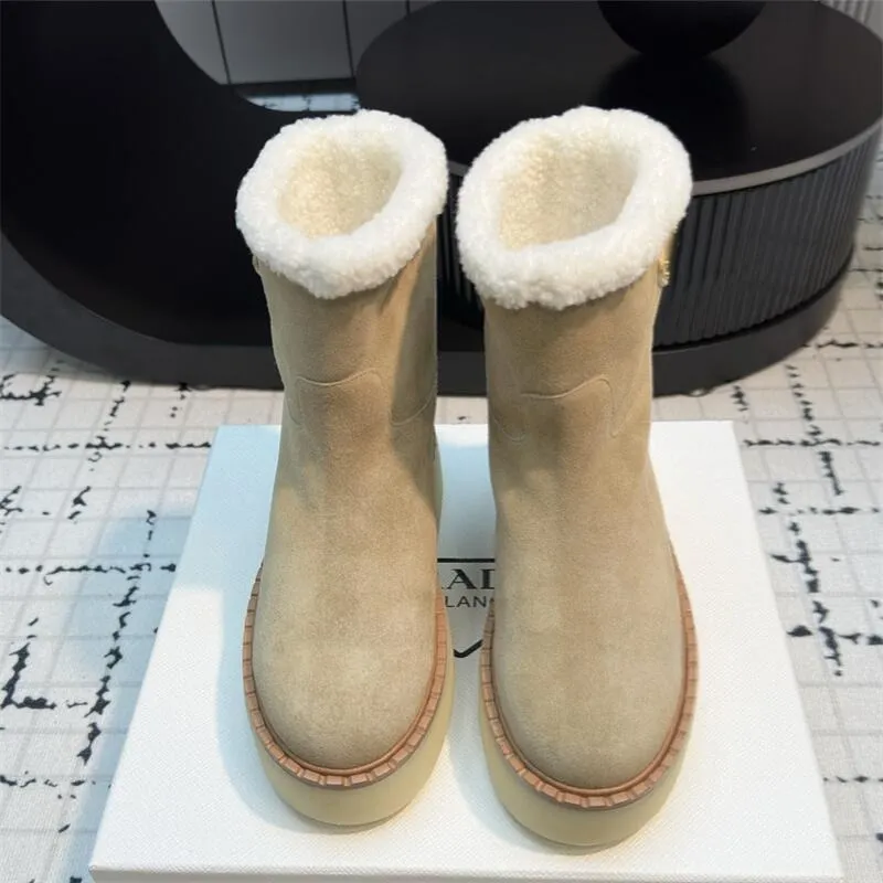 Women Suede Shearling Boot