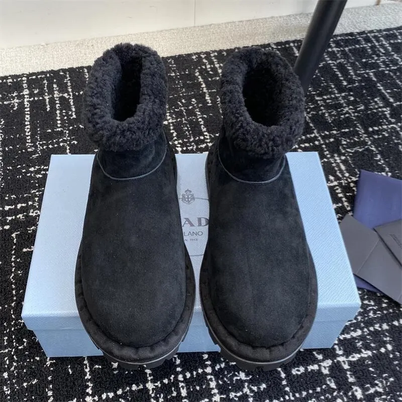 Triangle Logo Suede Snow Boot