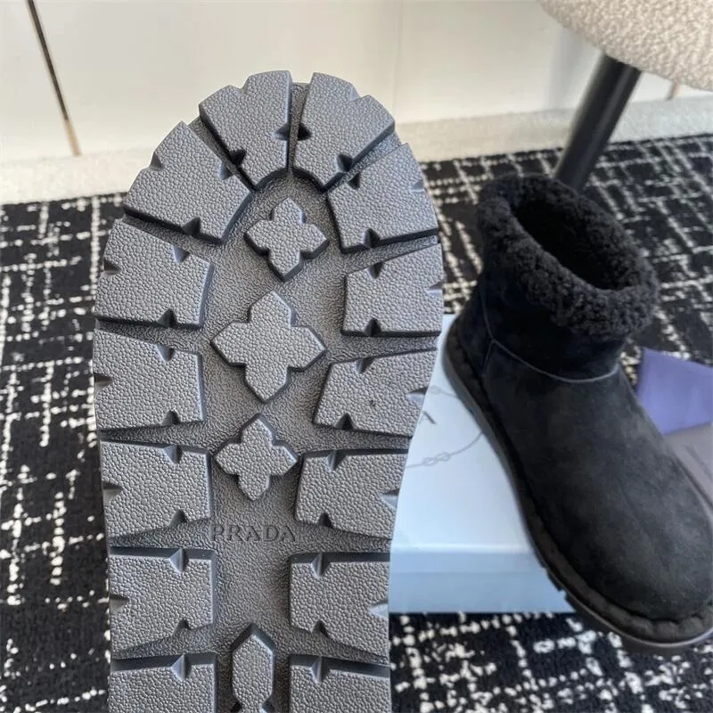 Triangle Logo Suede Snow Boot