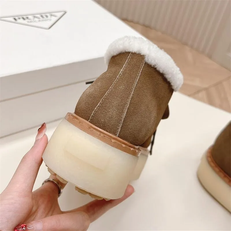 Women Suede Shearling Lace-up Boot