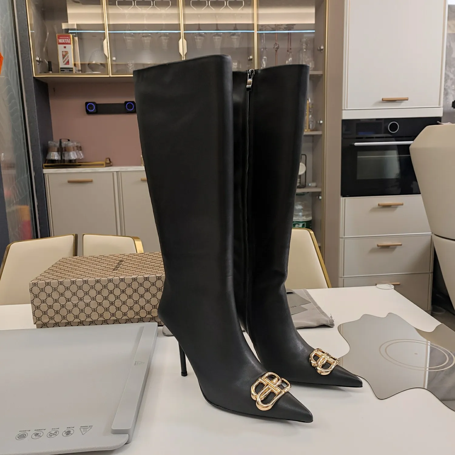 Vintage Metal High Heel Women's zipper high boots