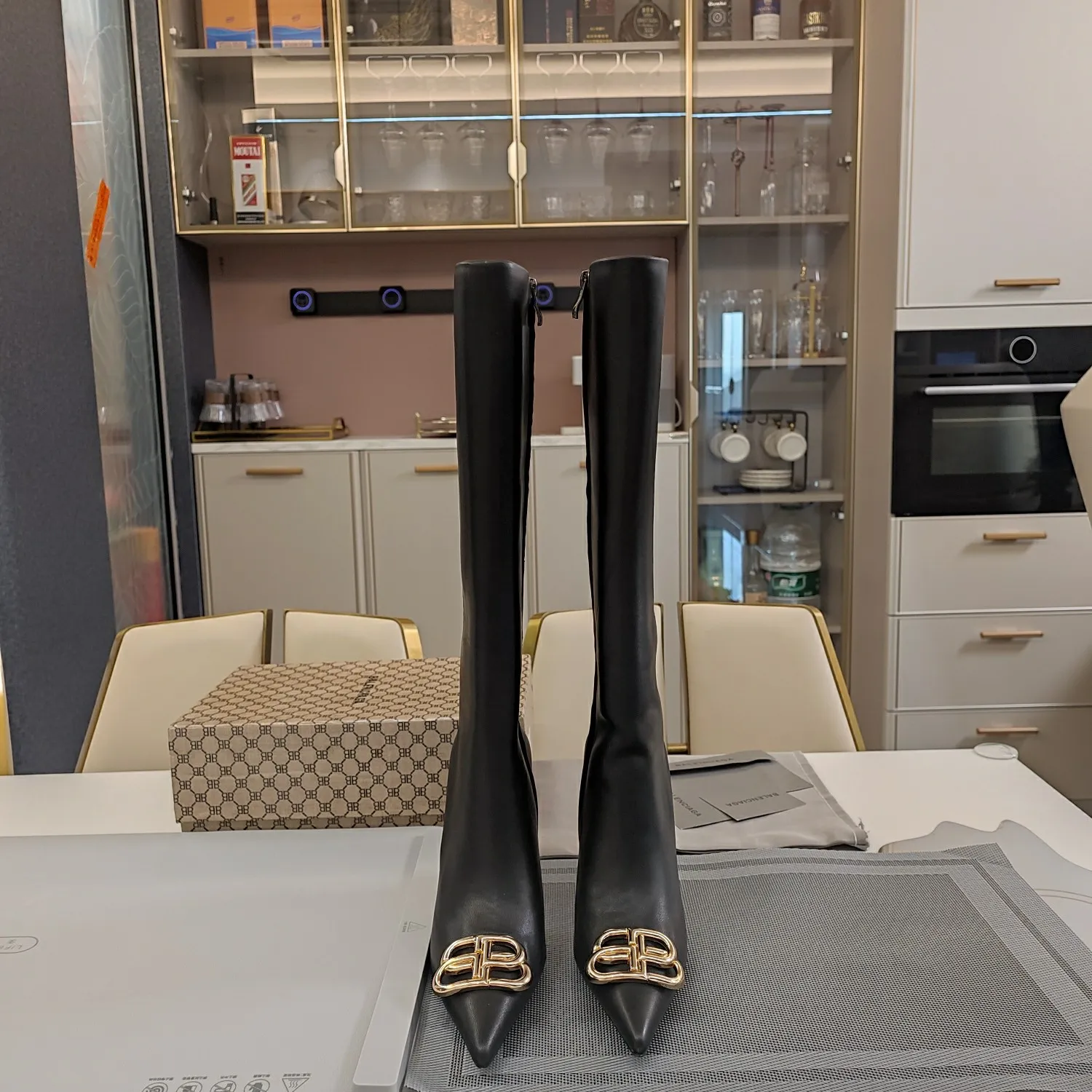 Vintage Metal High Heel Women's zipper high boots