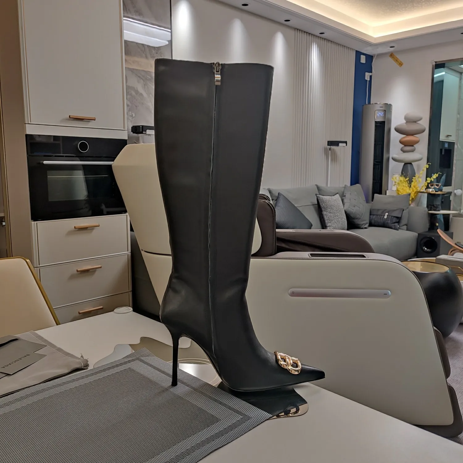 Vintage Metal High Heel Women's zipper high boots