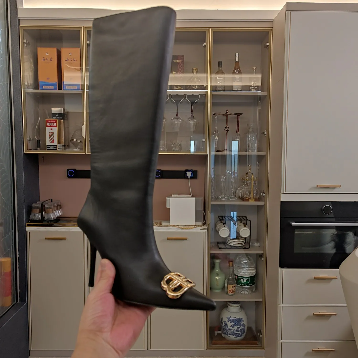 Vintage Metal High Heel Women's zipper high boots