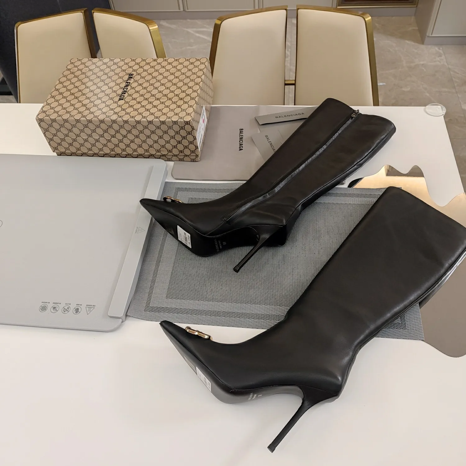 Vintage Metal High Heel Women's zipper high boots