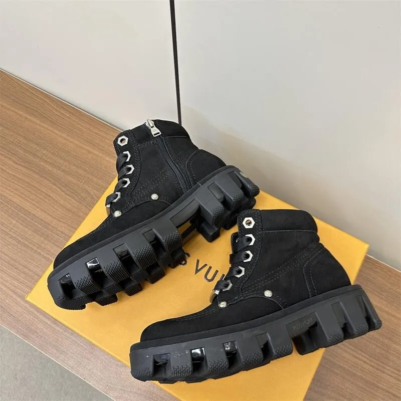 Checker Leather Ankle Boot