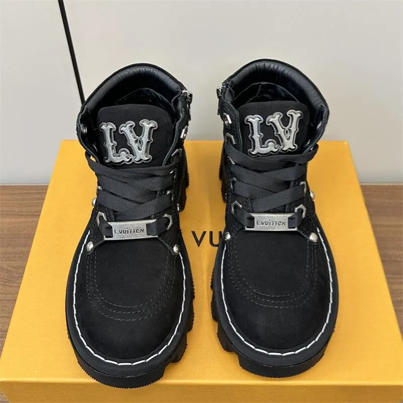 Checker Leather Ankle Boot