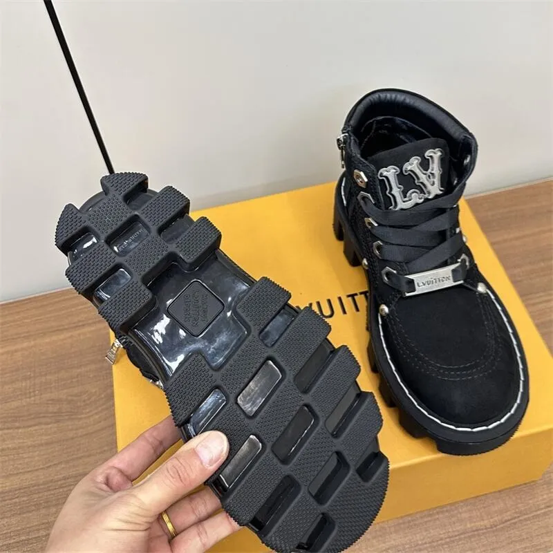 Checker Leather Ankle Boot