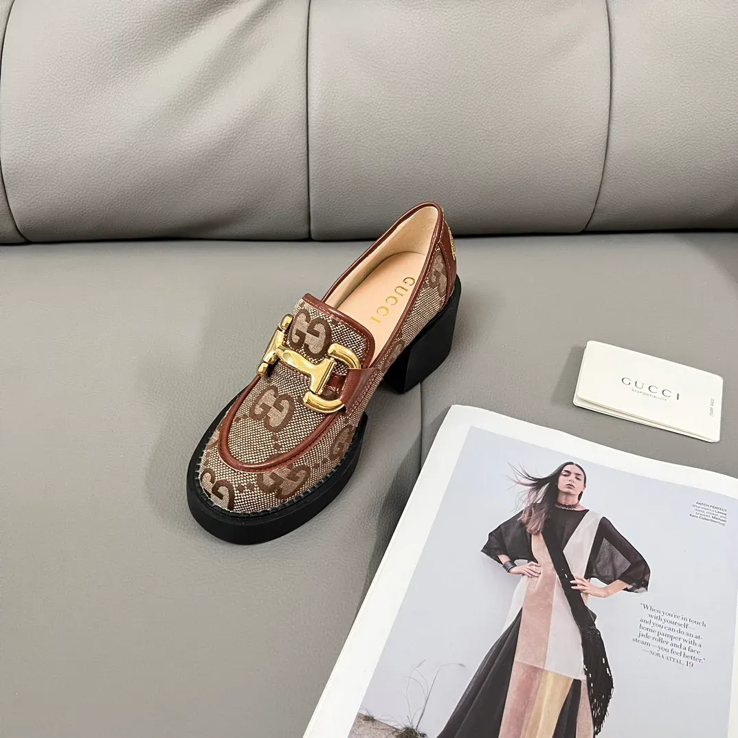 New coarse heeled loafers