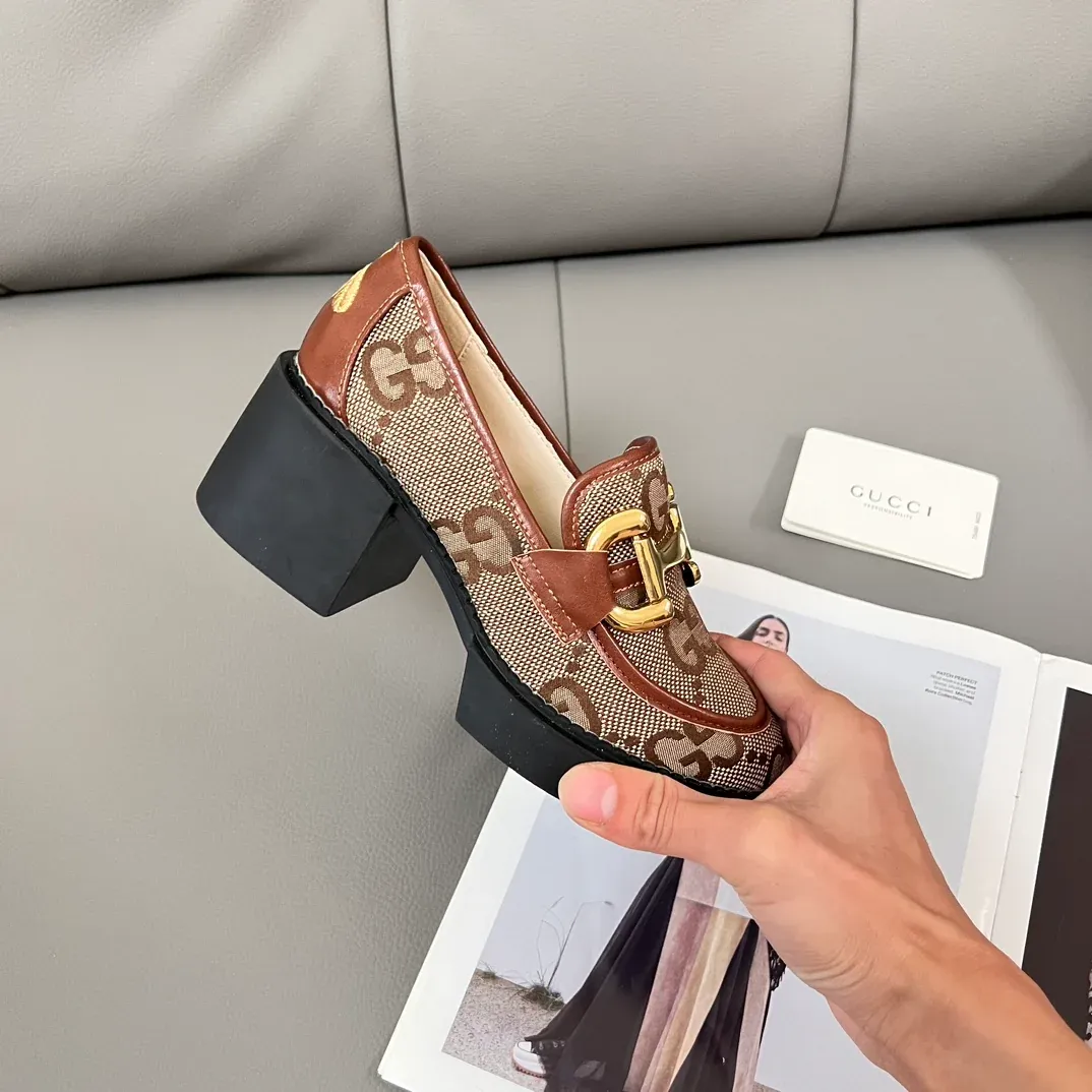 New coarse heeled loafers