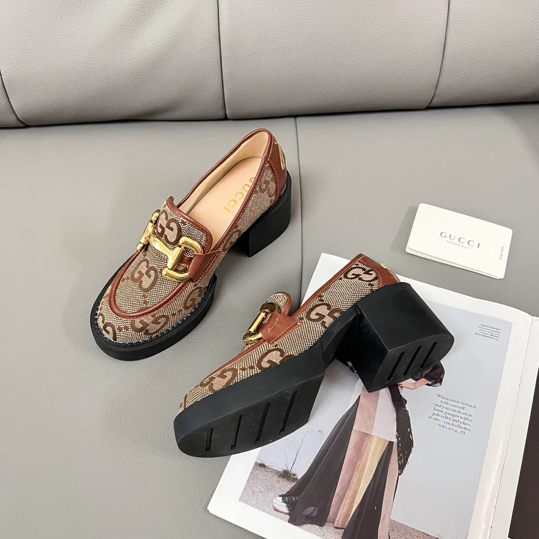 New coarse heeled loafers