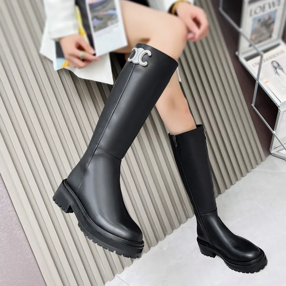 New fashionable black one foot long boots