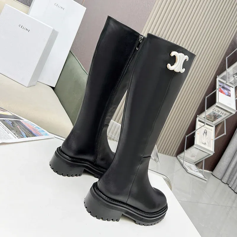 New fashionable black one foot long boots